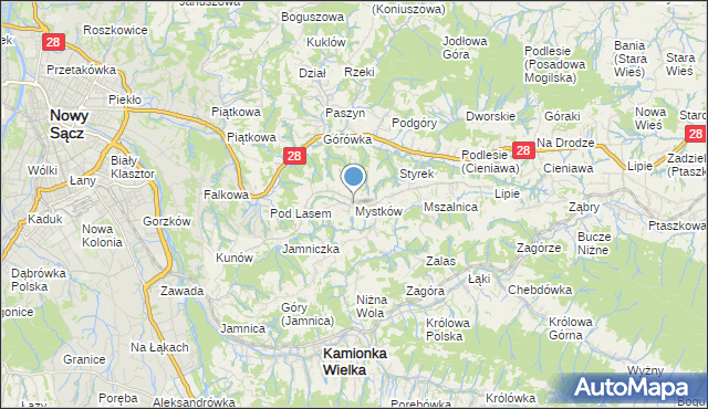 mapa Mystków, Mystków na mapie Targeo